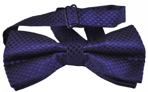 Синия в клетку галстук-бабочка из атласной ткани