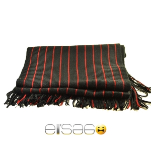 Черный мужской шарф с красными полосками