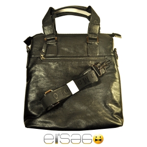 Модная мужская черная сумка из мягкой кожи