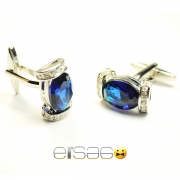 Темно-синие мужские серебрянные запонки Эльсаго