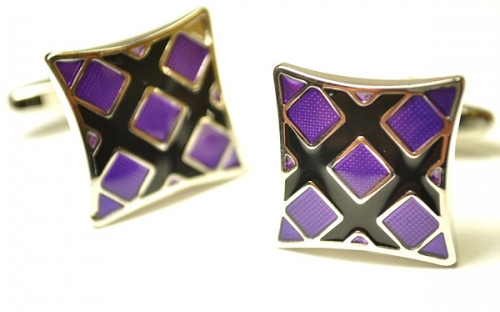Фиолетовые запонки Эльсаго форма вогнутый квадрат