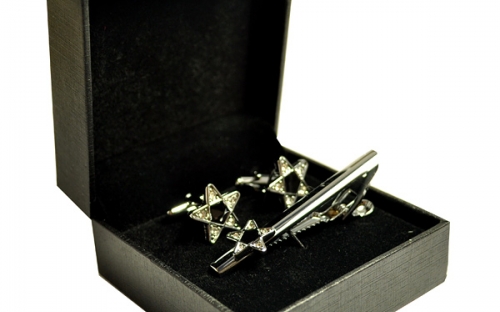 Серебряные запонки и зажим для галстука в форме армейской звезды