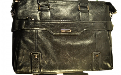 Молодежная мужская черная сумка с кожаным ремешком
